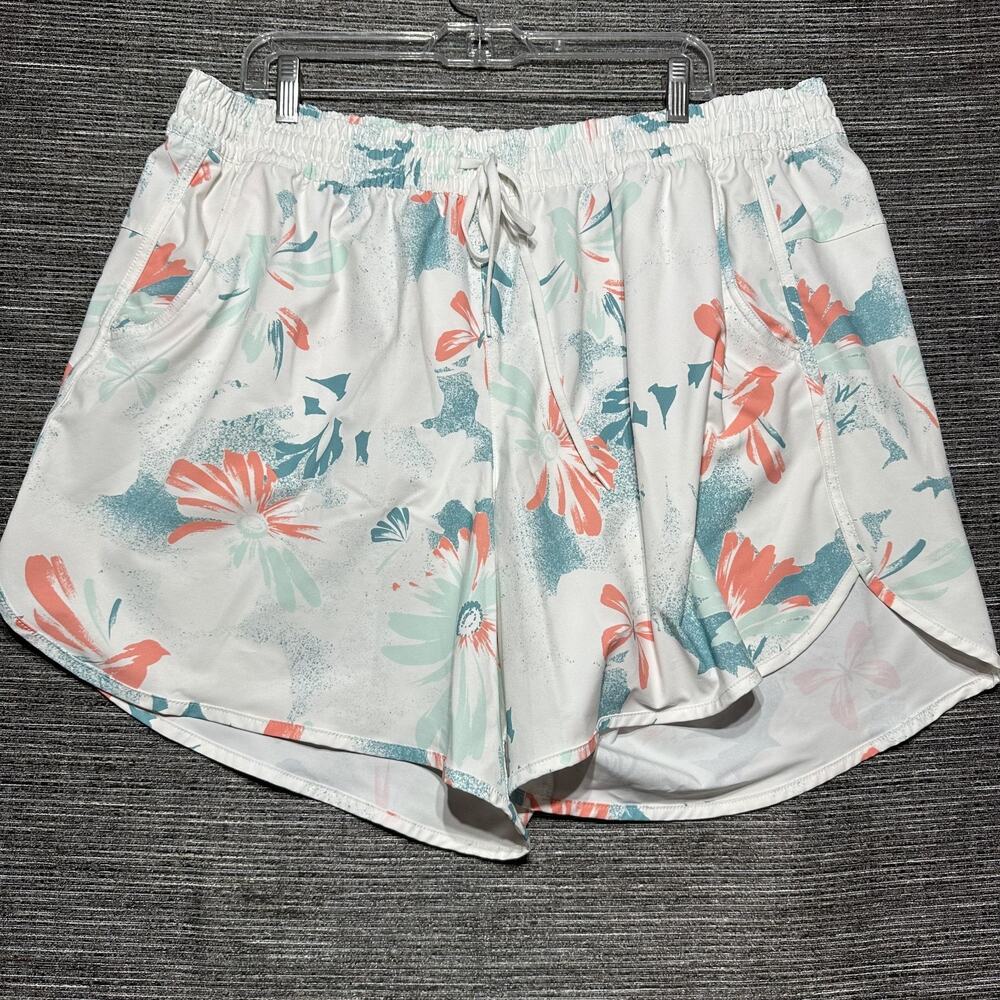 Columbia Shorts Women's Size 2X White Floral Stretch Omni Shade 1961052